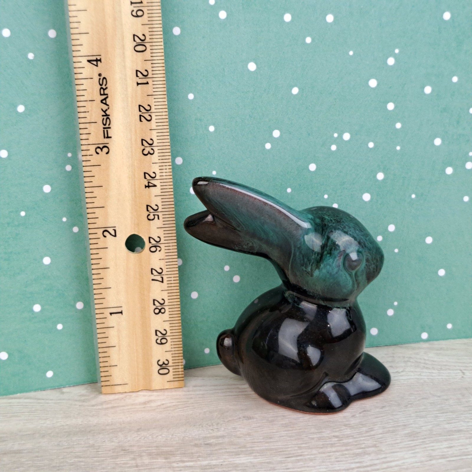 Blue Mountain Pottery Drip Glaze Bunny Rabbit Figurine