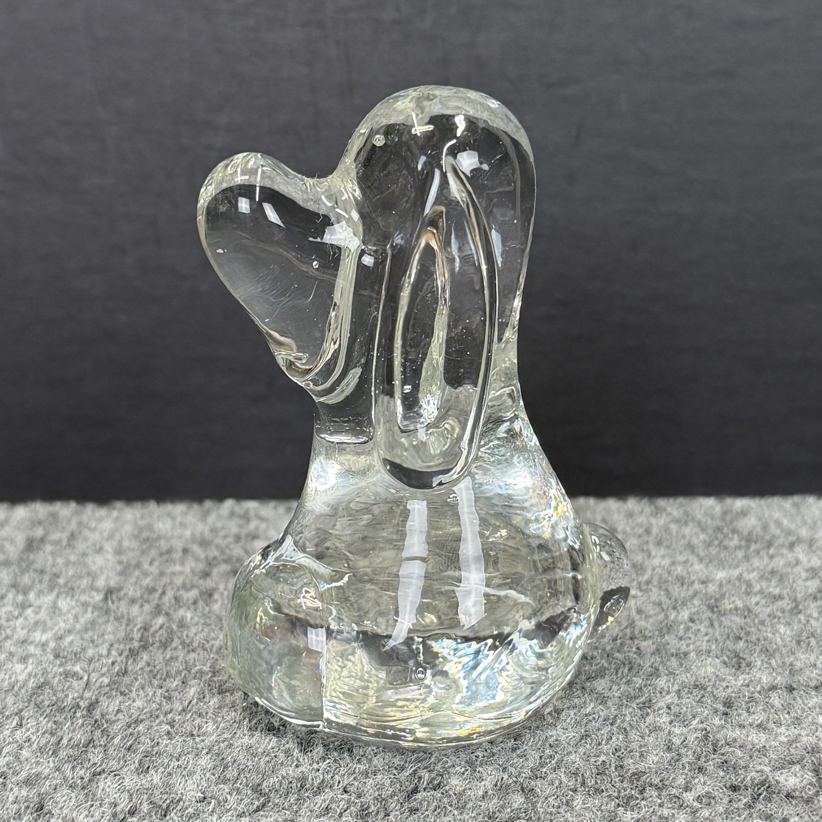 Hand Blown Art Glass Bassett Hound Dog Figurine Paperweight Clear 4 In Tall