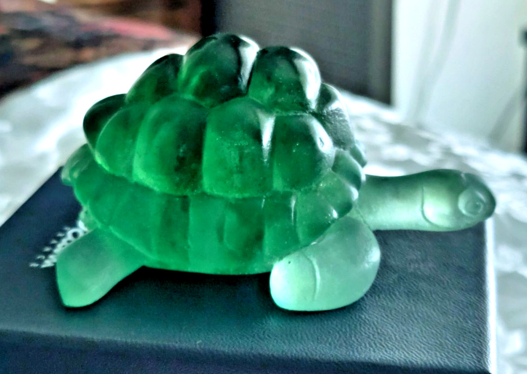 DAUM France Pate de Verre Green Tortoise