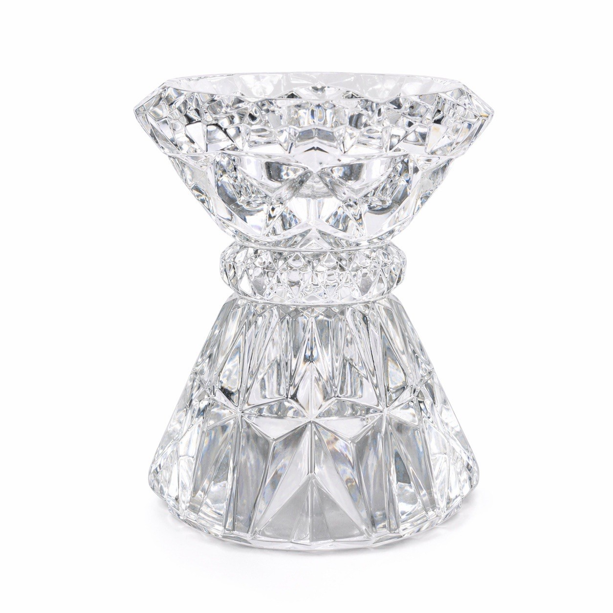 Vintage Mikasa Crystal Candle Holder Cut Glass MCM Glam 5” Votive