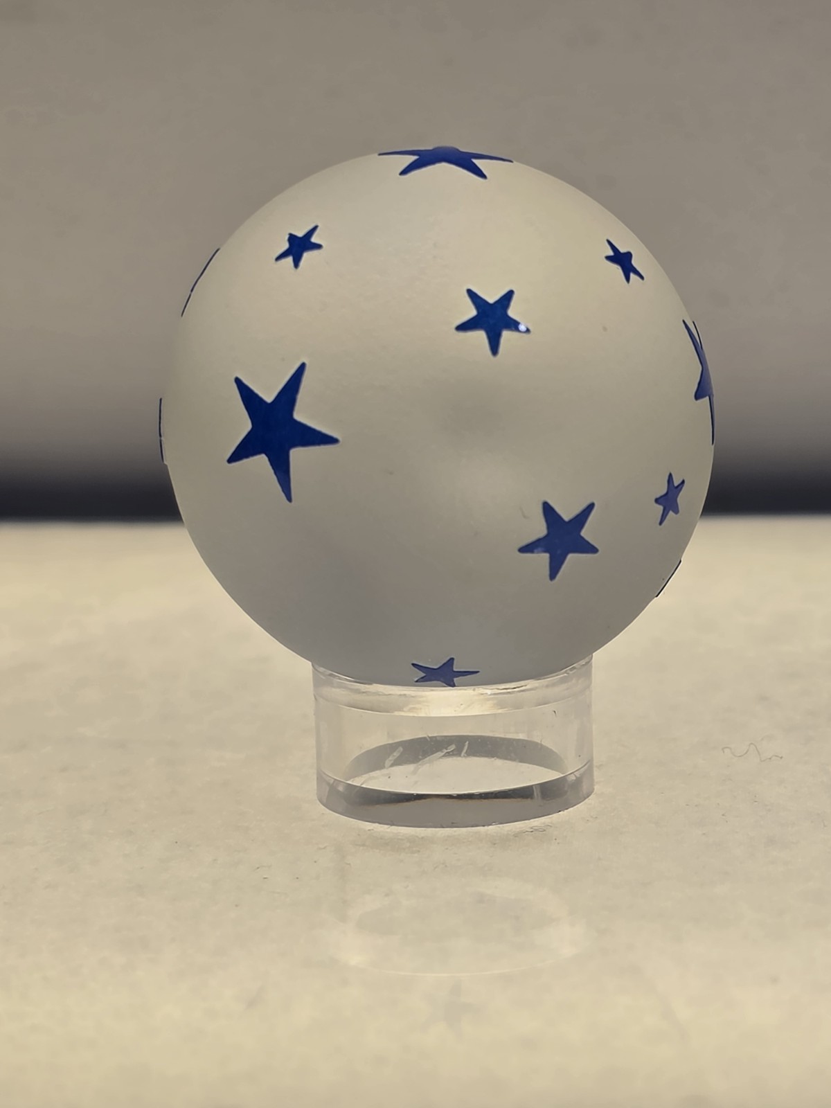 Pair Of Harry Bessett Frosted Cameo Marbles Paperweights Blue Stars and Unity