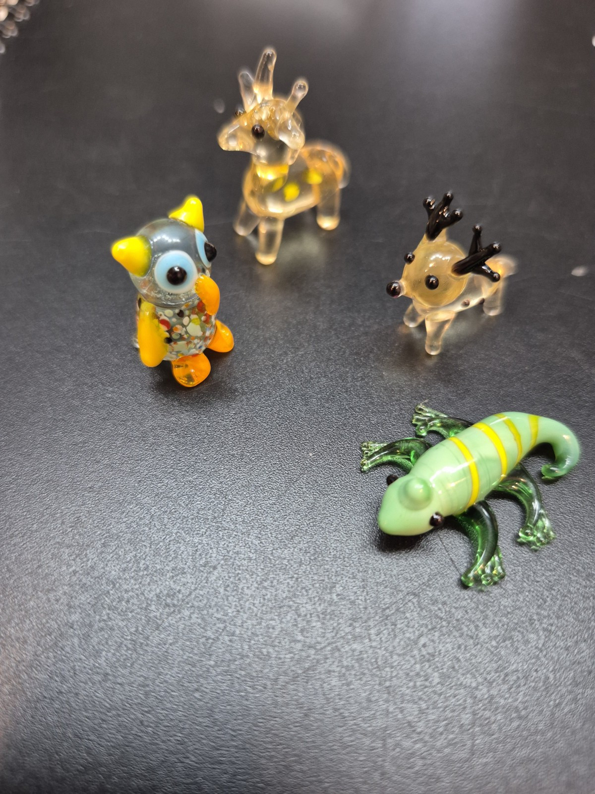 Miniature Hand Blown Glass Animals Lot Deer Horse Owl Lizard Mini Dollhouse
