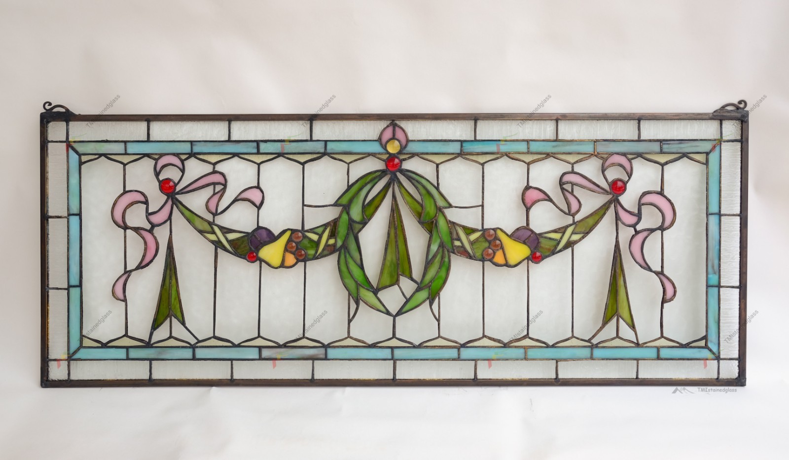 36″ x 14″ Handcrafted Stained Glass Panel Hanging Window Panel HF45