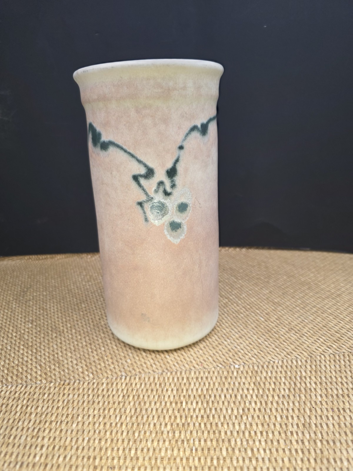 VTG Studio Pottery Vase Diane Pittis WV Signed PHHS 9″ Cylinder Art Ceramic