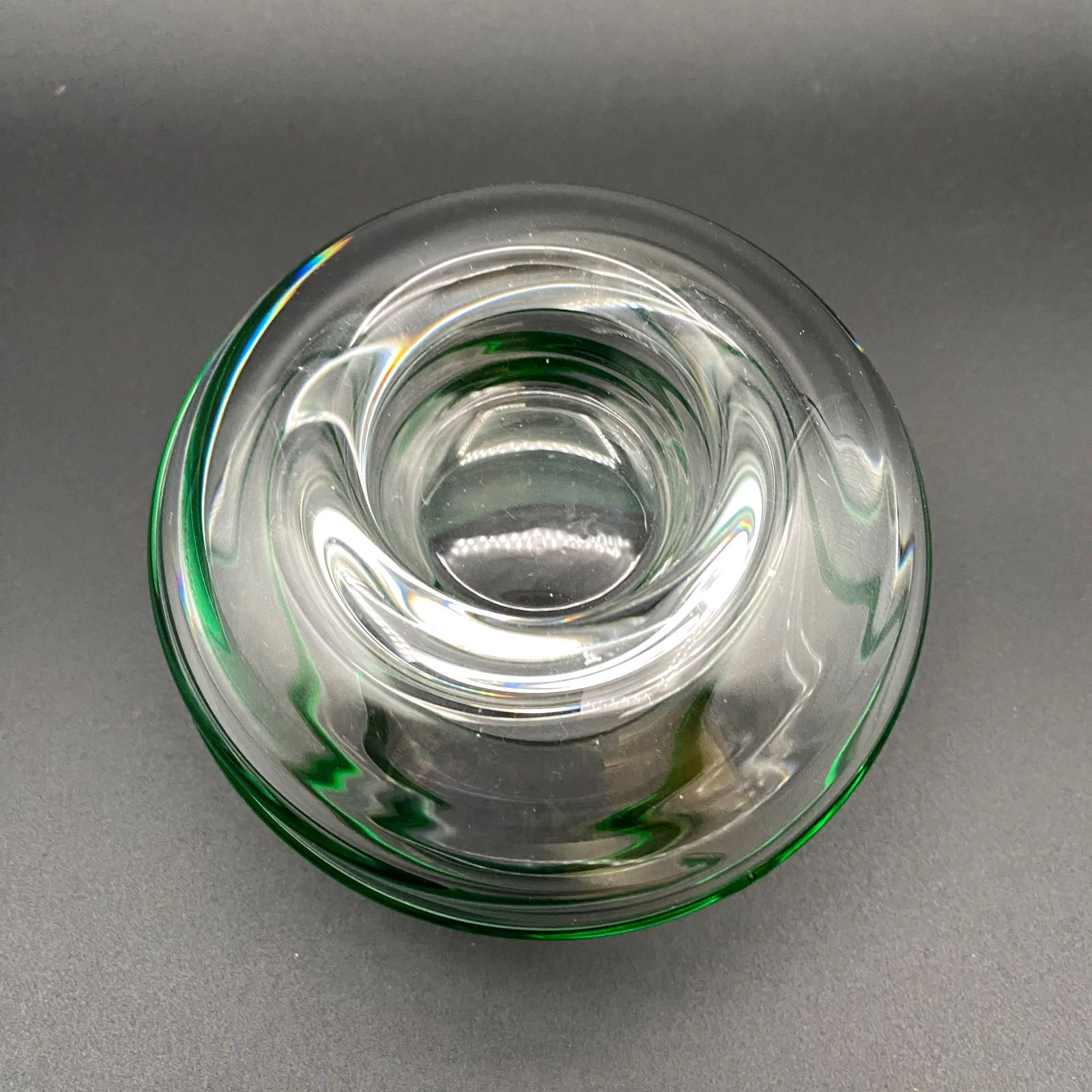 Royal Limited Crystal Green Swirl Glass Candle Tealight Holder Poland Votive