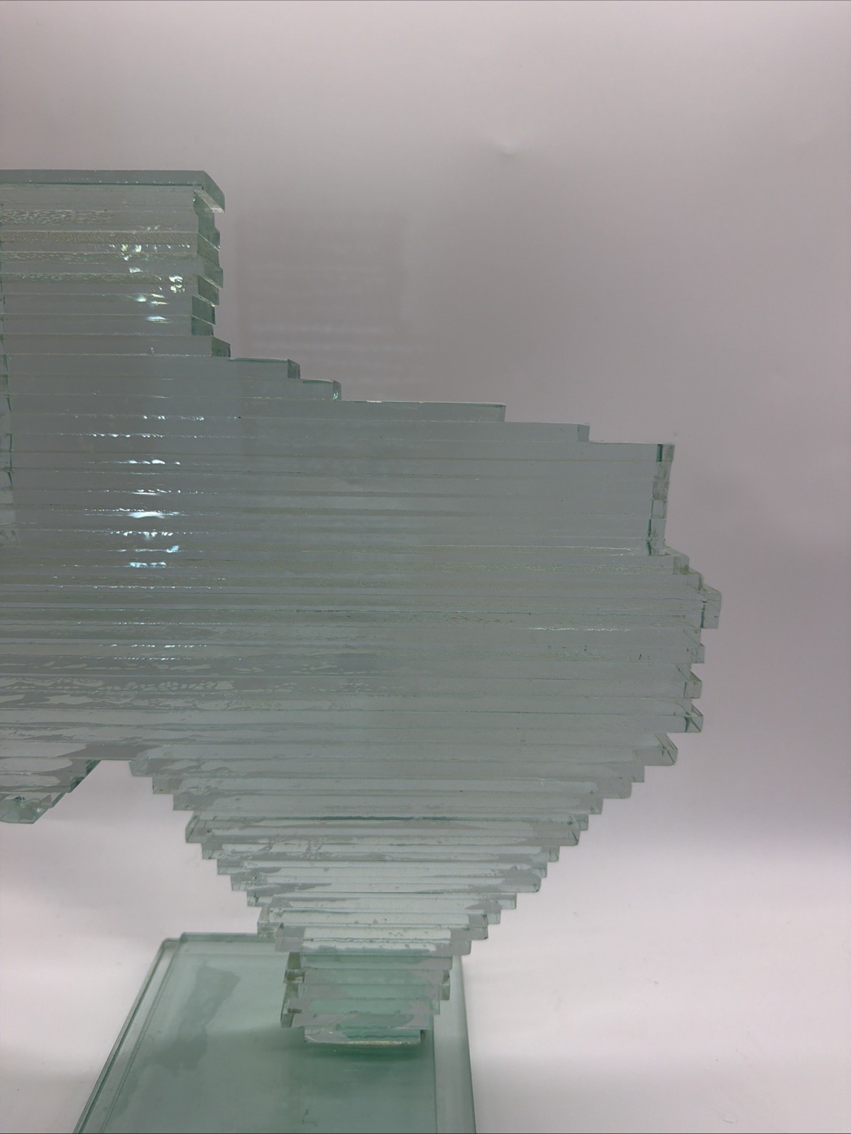 Vintage Stacked Glass Art Shape Of Texas Statue Sculpture Figure MCM Art Decor