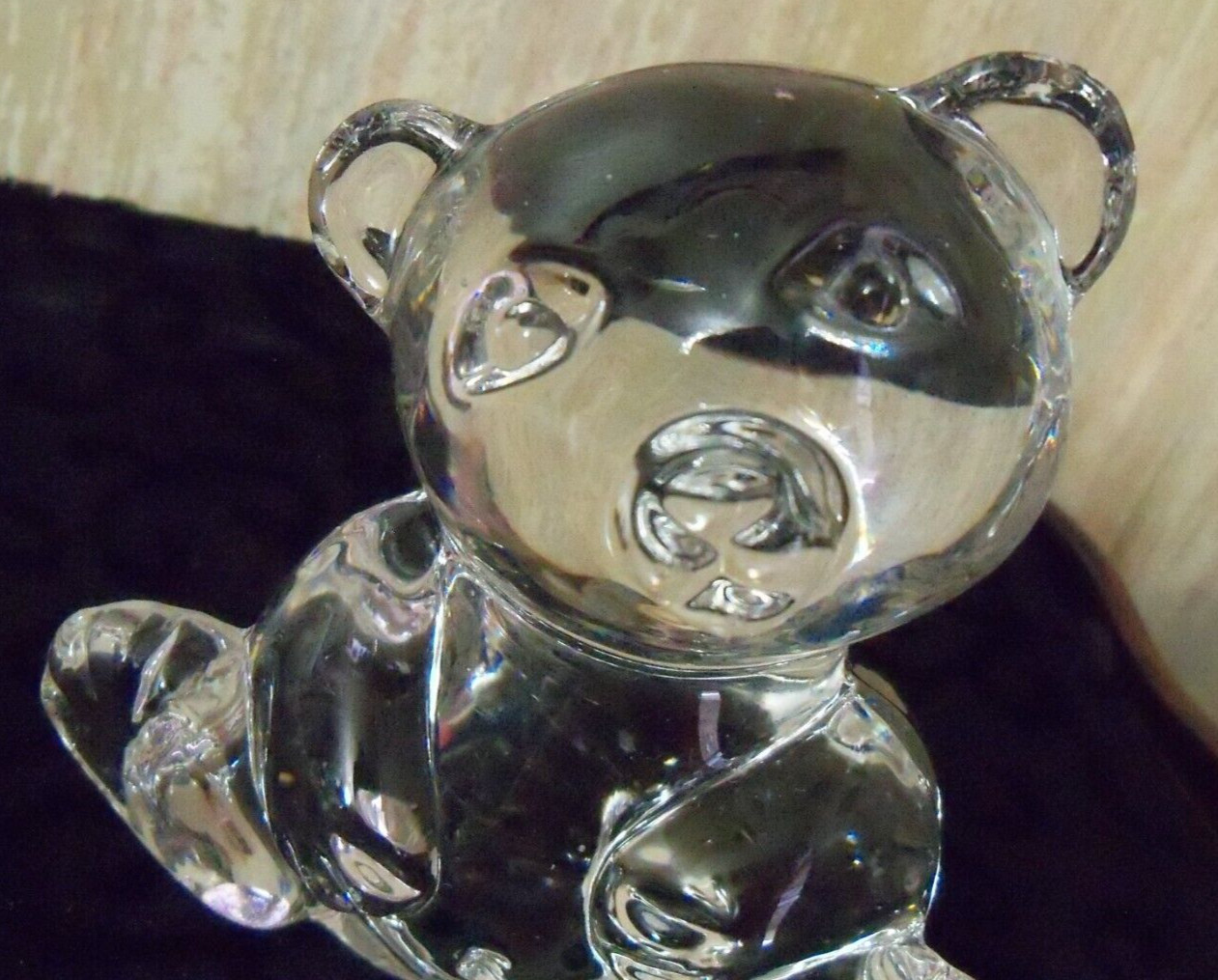 Clear Solid Glass BEAR Figurine – Paperweight Heavy approx 4×4 in. Clear Sturdy