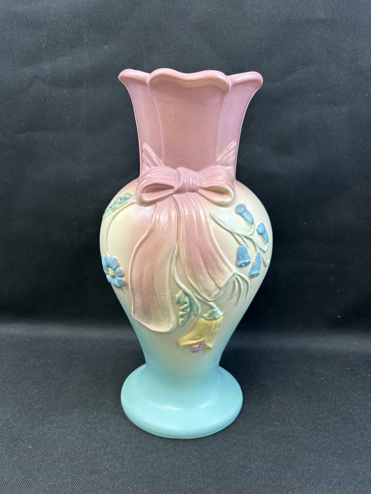 Hull Pottery~(1)~Rare Bow Knot B-14 12 1/2 Pink/Blue Vase ~ Excellent~(#1)