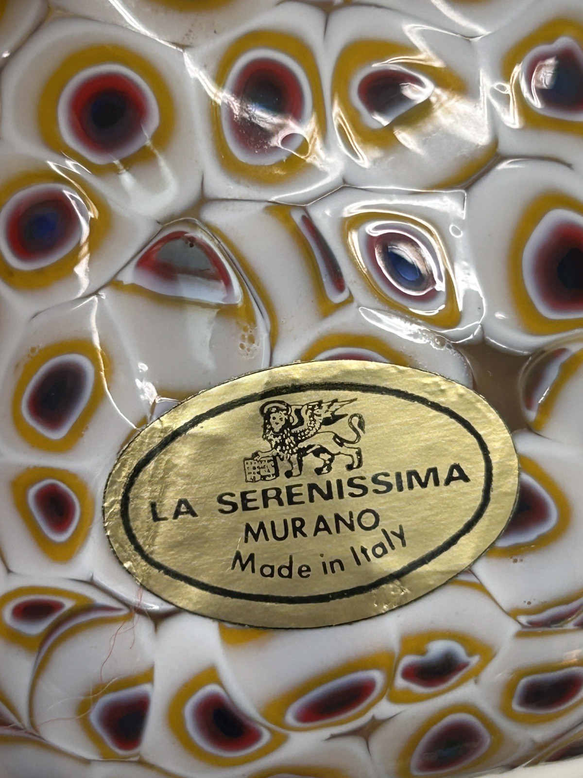 Murano Glass La Serenissima Millefiori Handkerchief Vase Bowl Italy Red Brown 4″