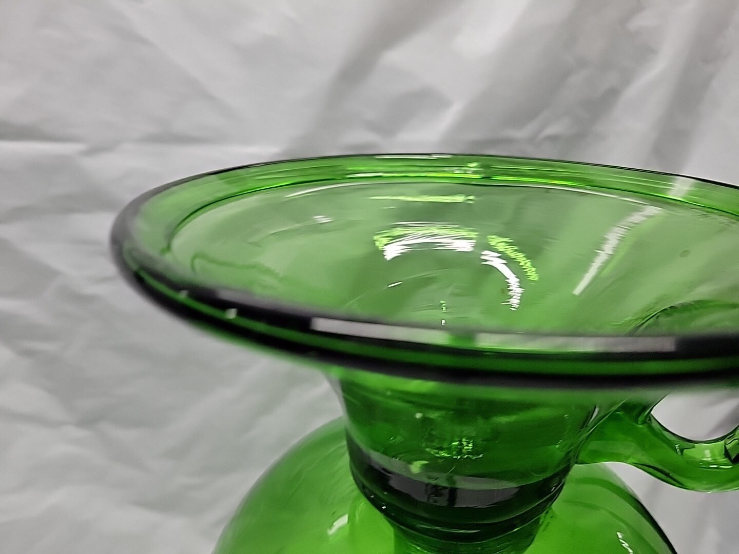 Vintage Empoli blown glass candle hurricane green 1960s 14 inch Italian # 5641