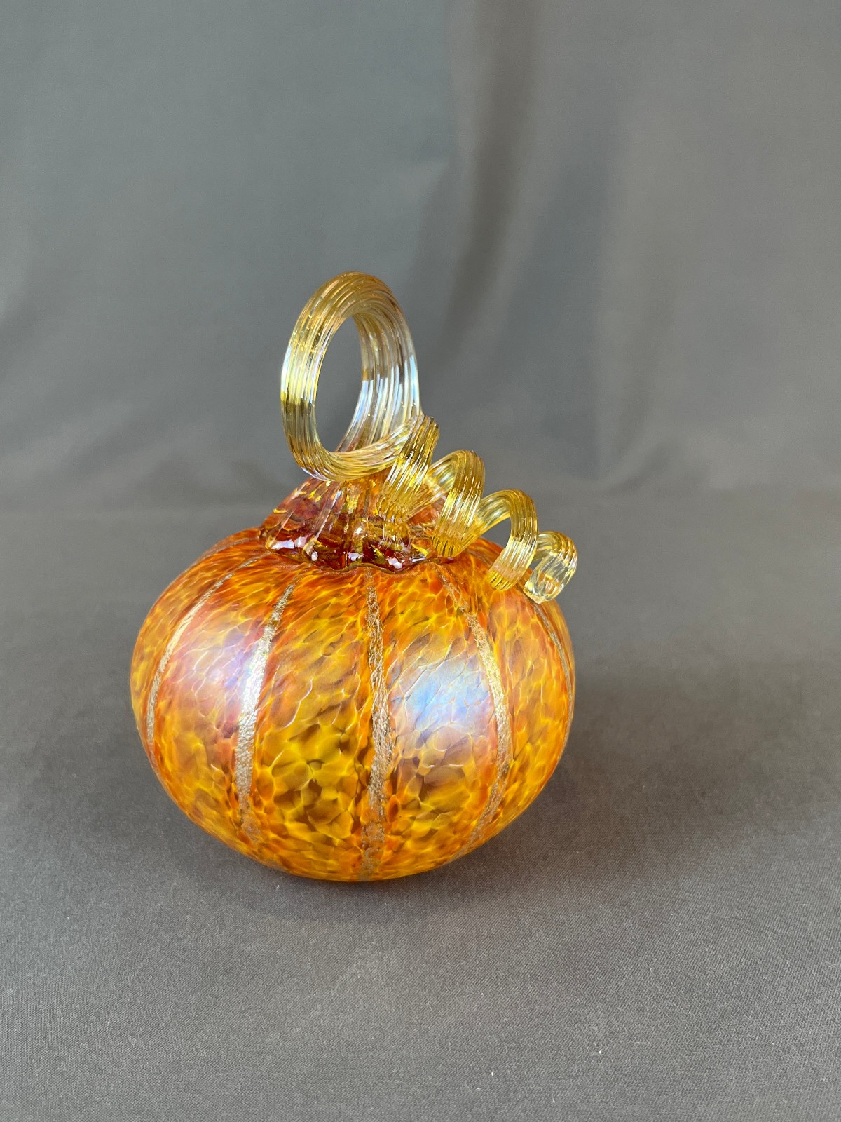 The Furnace Blown Glass SUNRISE ORANGE 4 ½” Pumpkin Signed Corey Silverman: MINT