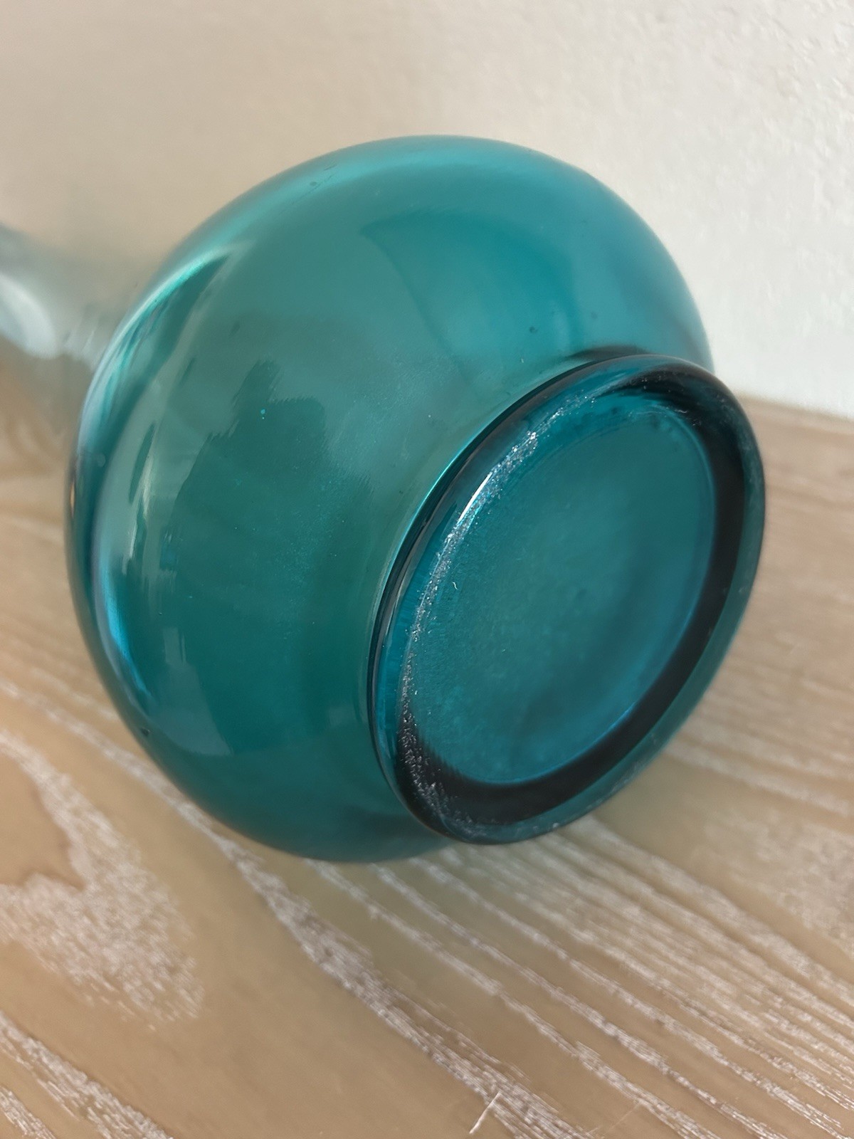 Vintage LE Smith Peacock Blue Smooth Swung Vase 32” tall