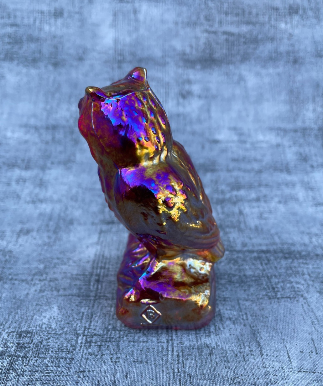 Boyd Glass Owl Cardinal Red Carnival