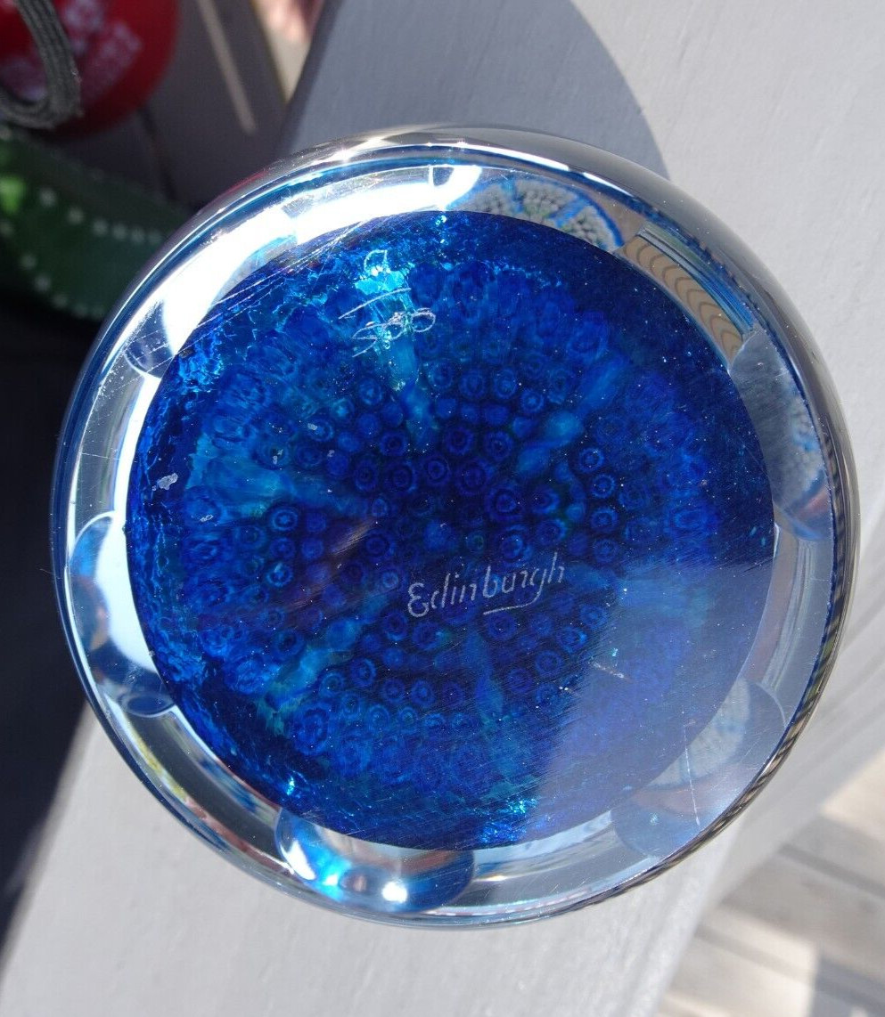 #9/500 Caithness for Edinburgh Crystal Turquoise Delight Millefiori Paperweight