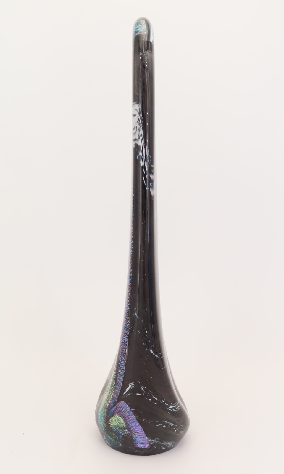 Scott Hartley Art Glass Sculpture Dichroic Peacock Feather Artist Signed 14.5″H
