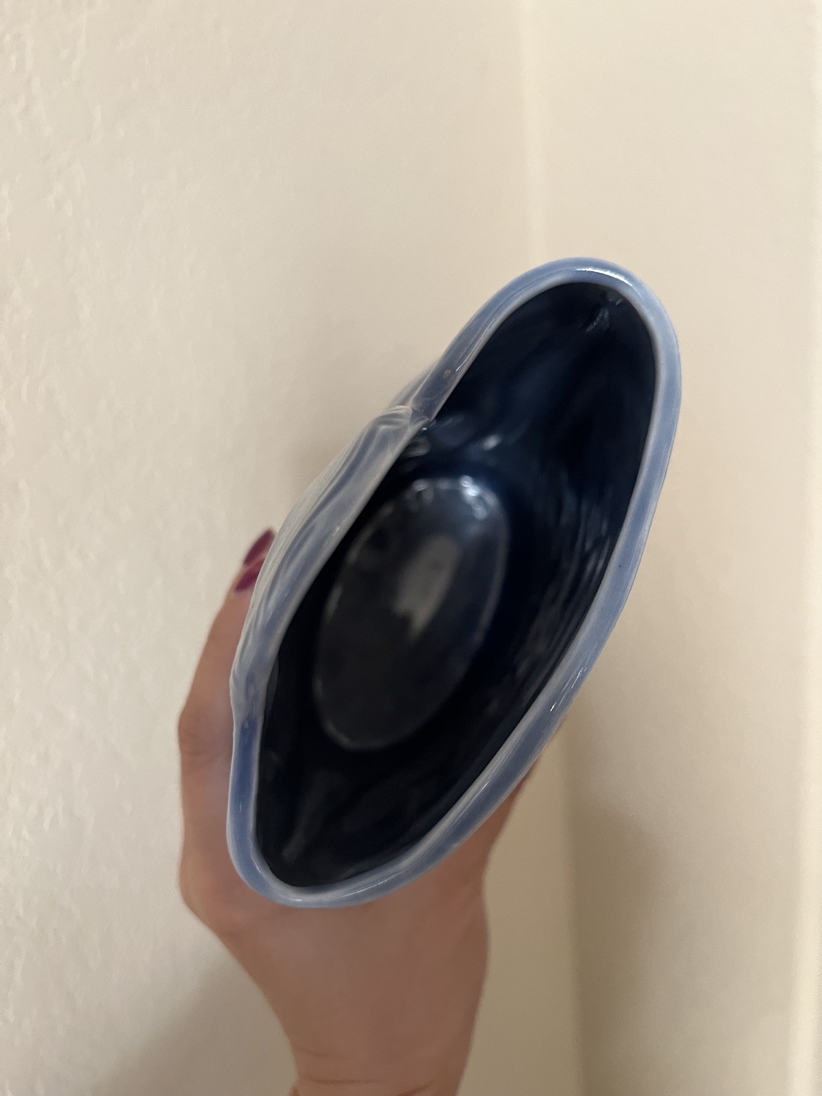 Vintage 1981 Dayle Rushall Porcelain blue iridescent glazed SWAN bud VASE