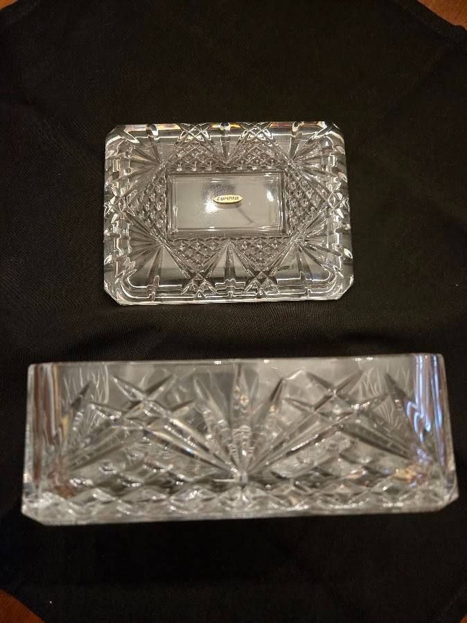 Cristal D’Arque Villemont Crystal Trinket Box w Lid-(no box)-NEW