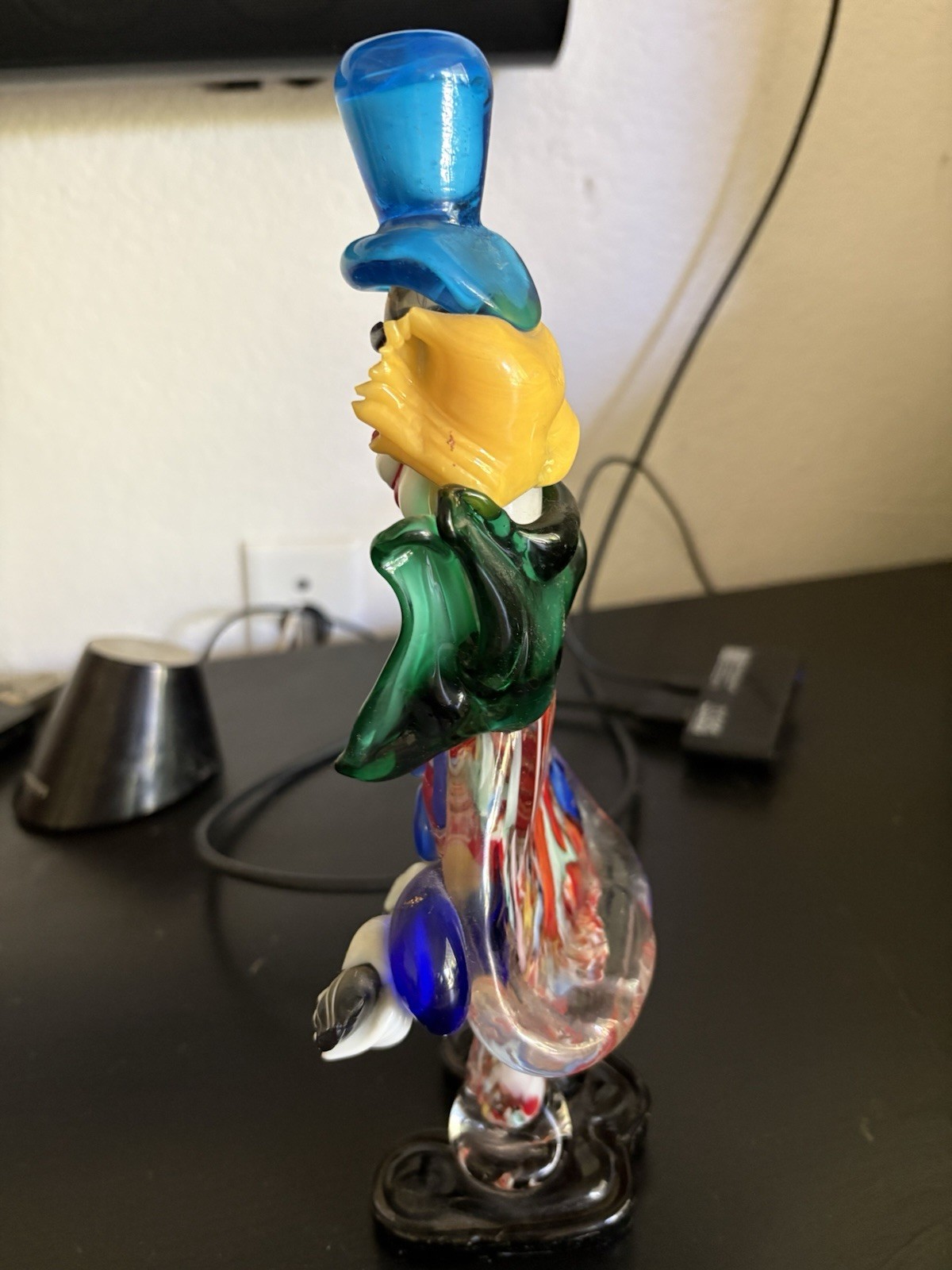 Murano Venetian Hand Blown Art Glass Clown Figurines Set of 4 Multicolor