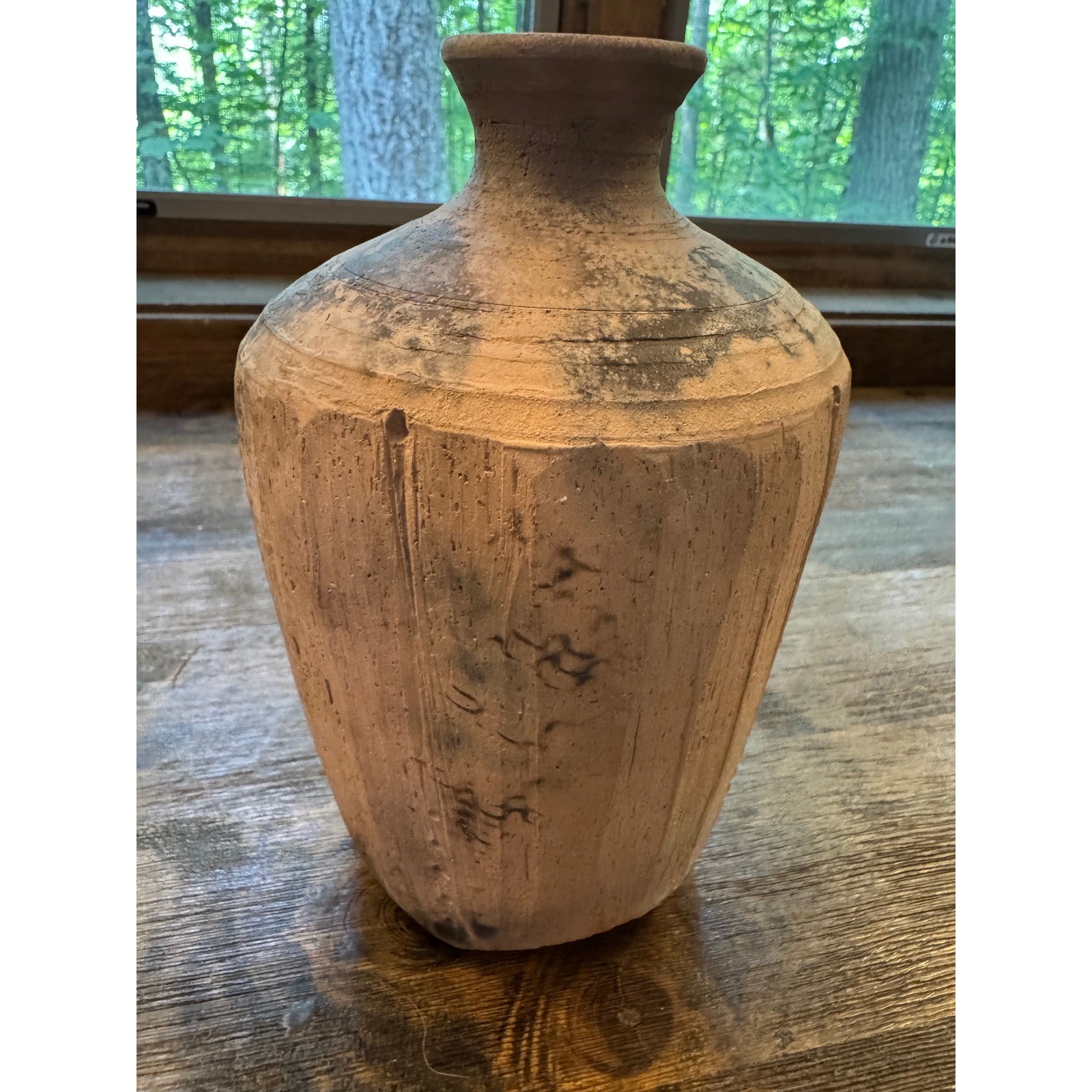 Signed Studio Pottery Rustic Raku Vase Primitive Earthy Textured Vessel