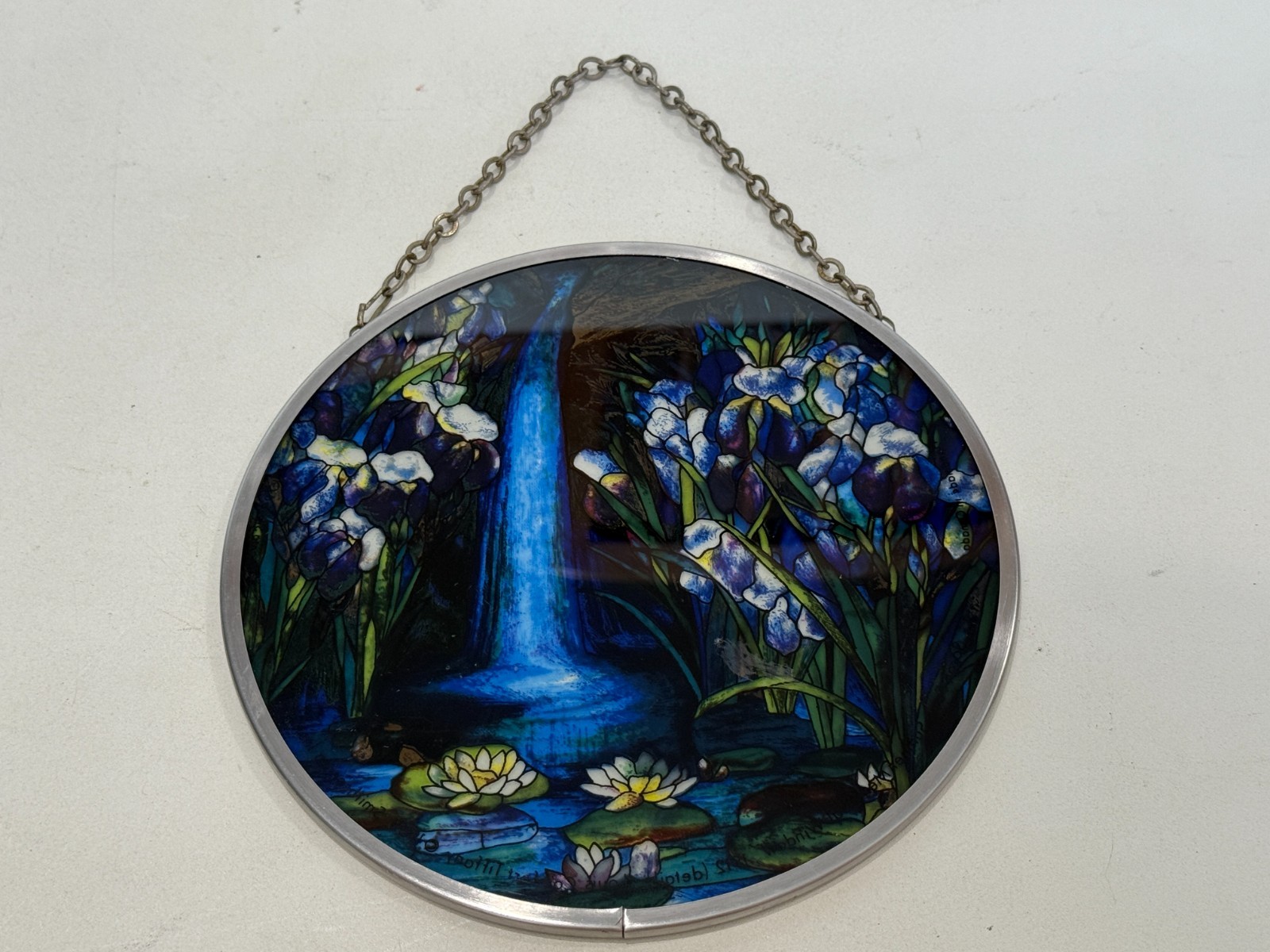 Louis C. Tiffany 1989 Toronto Stained Glass Suncatcher Waterfall Iris 6.5”