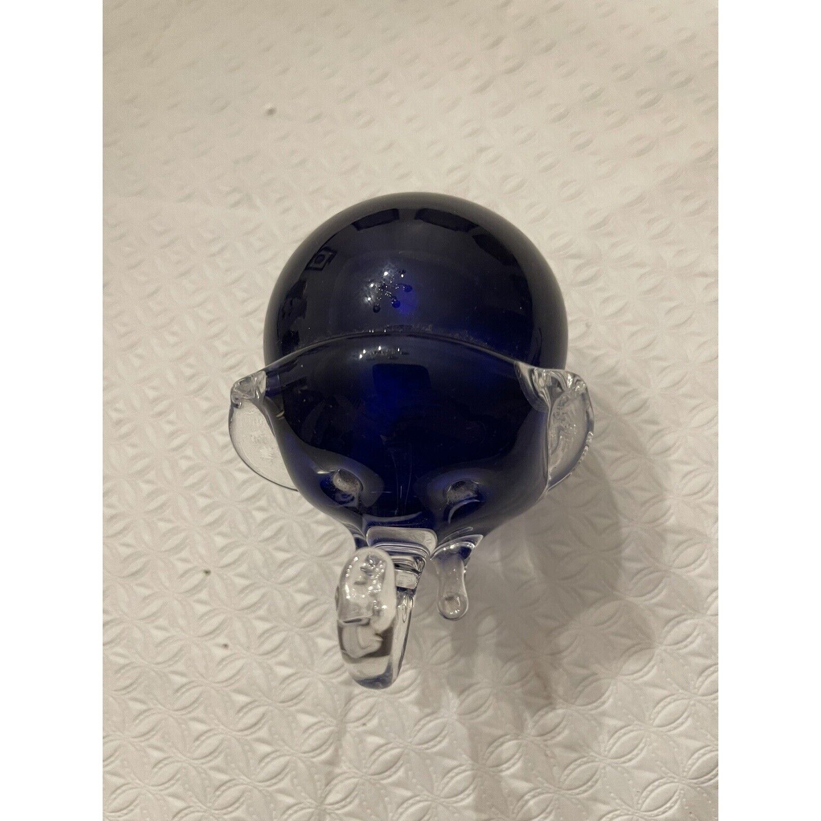 Czech Bohemian Glass Paperweight Elephant Milan Mottl Karlovy Vary Figurine Blue