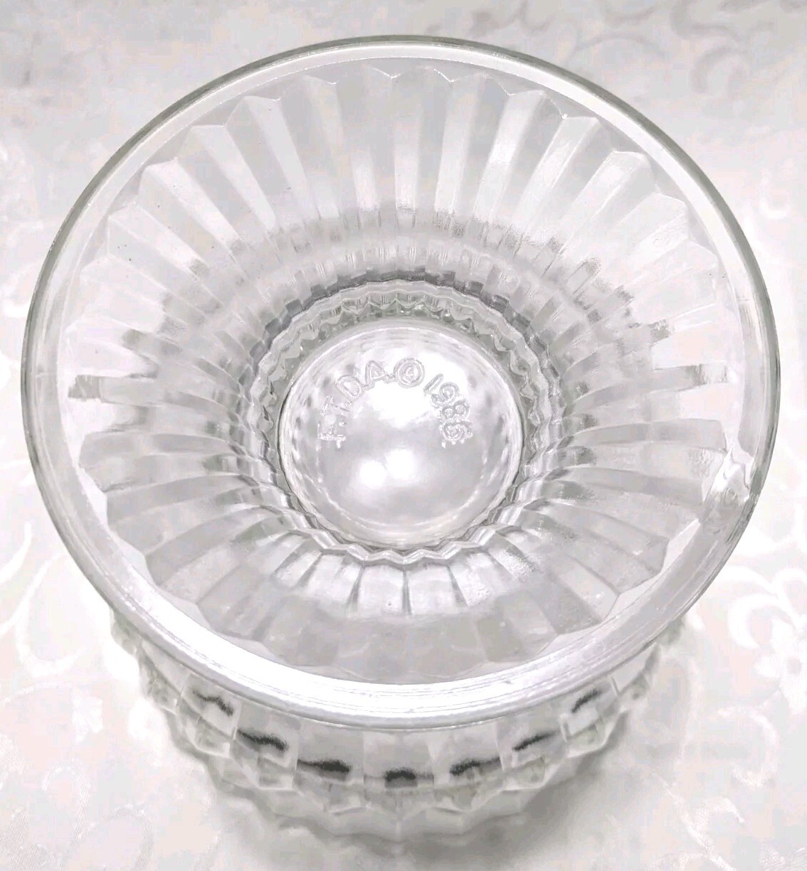 Vintage Clear FTDA 1986 Clear Glass Footed Compote Vase Heavy 5 5/8″H X 5 7/8″W