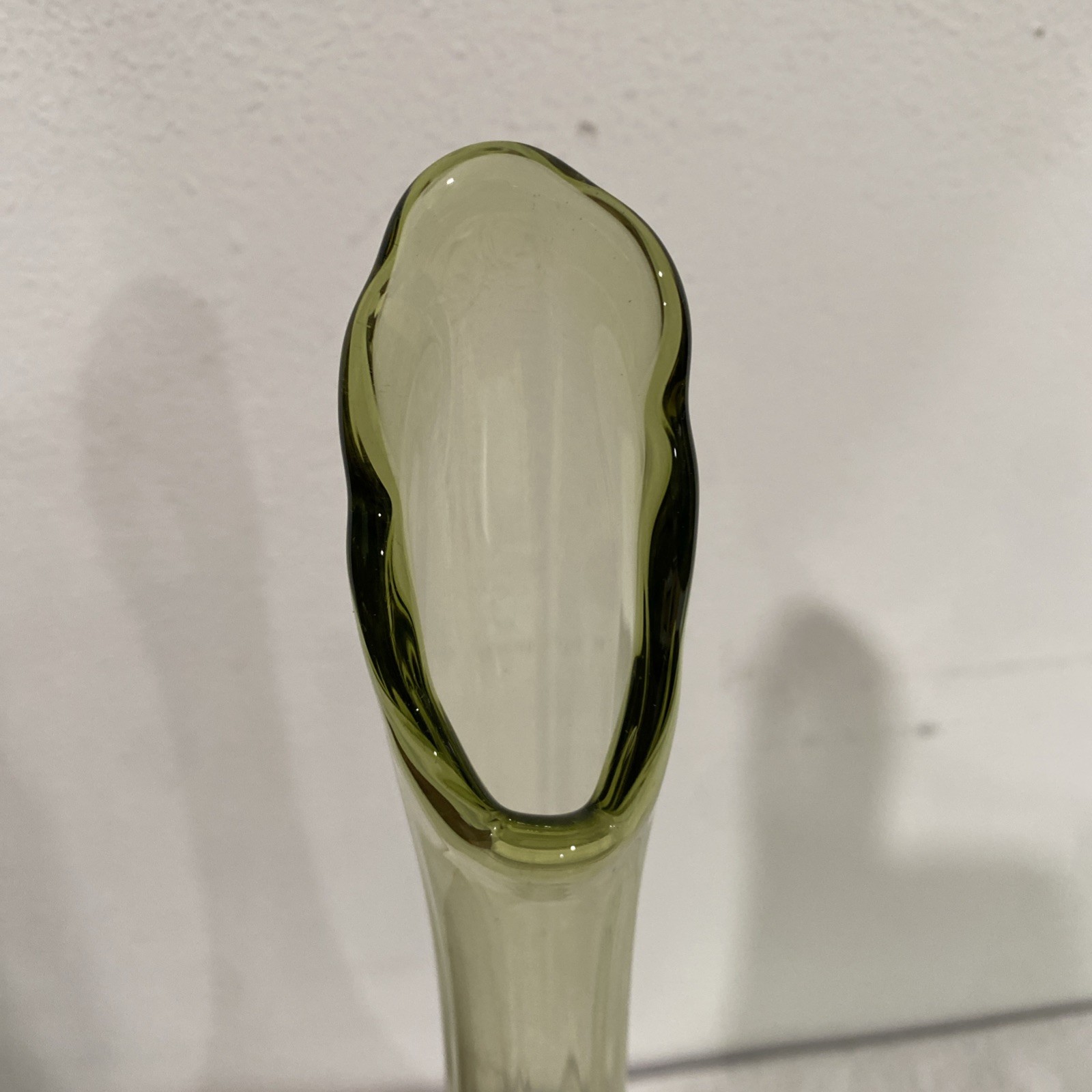 Vintage Fenton Valencia Colonial Green Glass Vase 15” Tall Excellent Condition