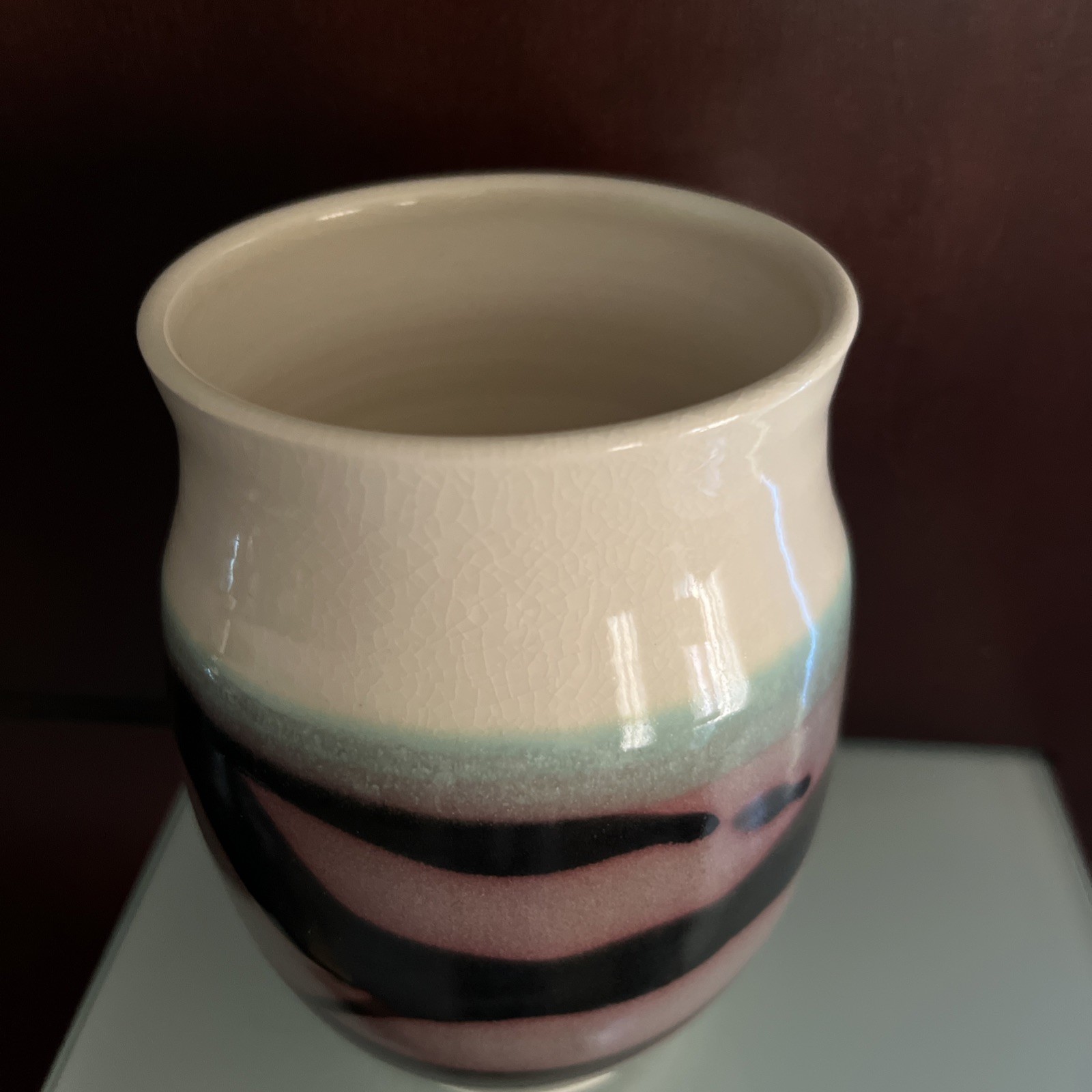 Rare Deborah Shapiro Signed Flower Vase Abstract Multi Color 6.25”