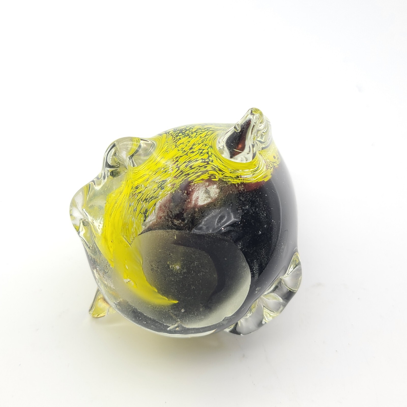 Vintage Art Glass Penquin Colors Brown And Yellow 4″ figurine paper weight