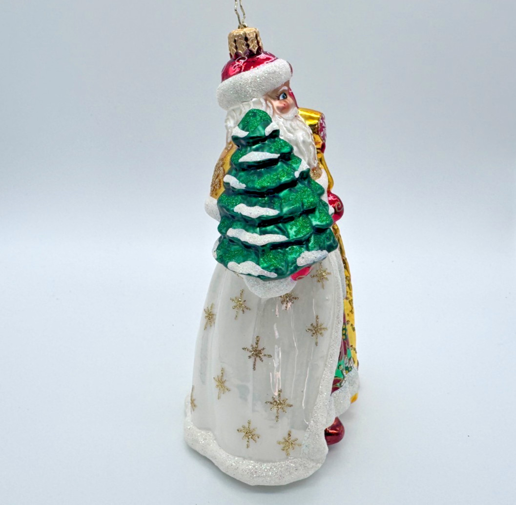 Christopher Radko Old Tyme Tidings Santa Glass Christmas Ornament 6.5″