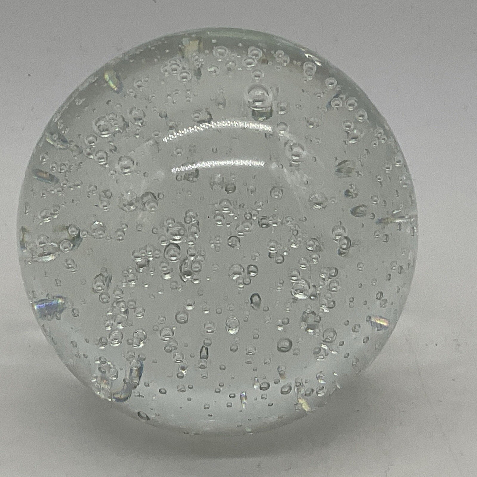 Controlled Bubble Glass Paperweight Possibly Murano Heavy 4 In In Diameter,
