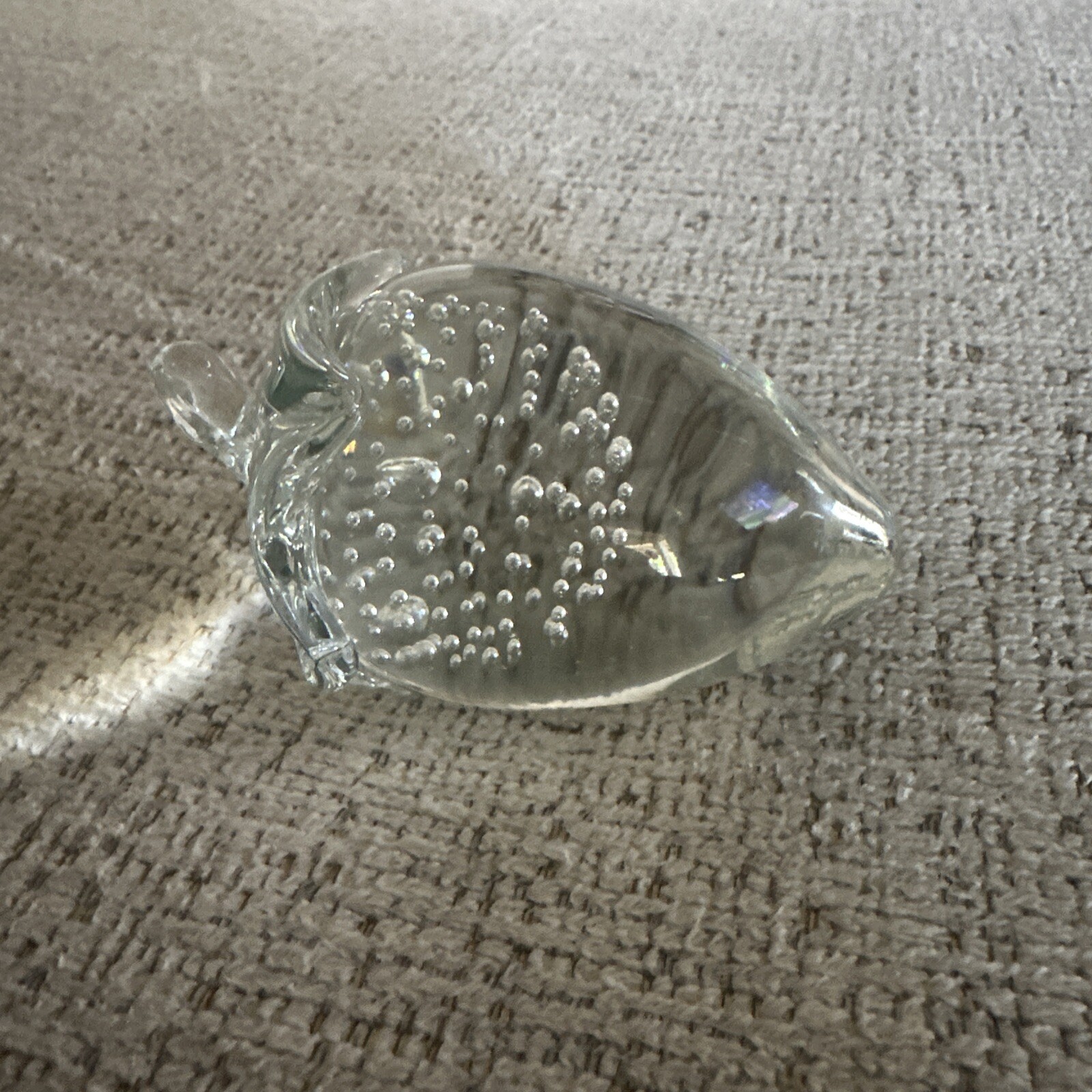 Art Glass Crystal Clear Pepper PAPERWEIGHT With Internal Bubbles 3.5″ Jalapeno