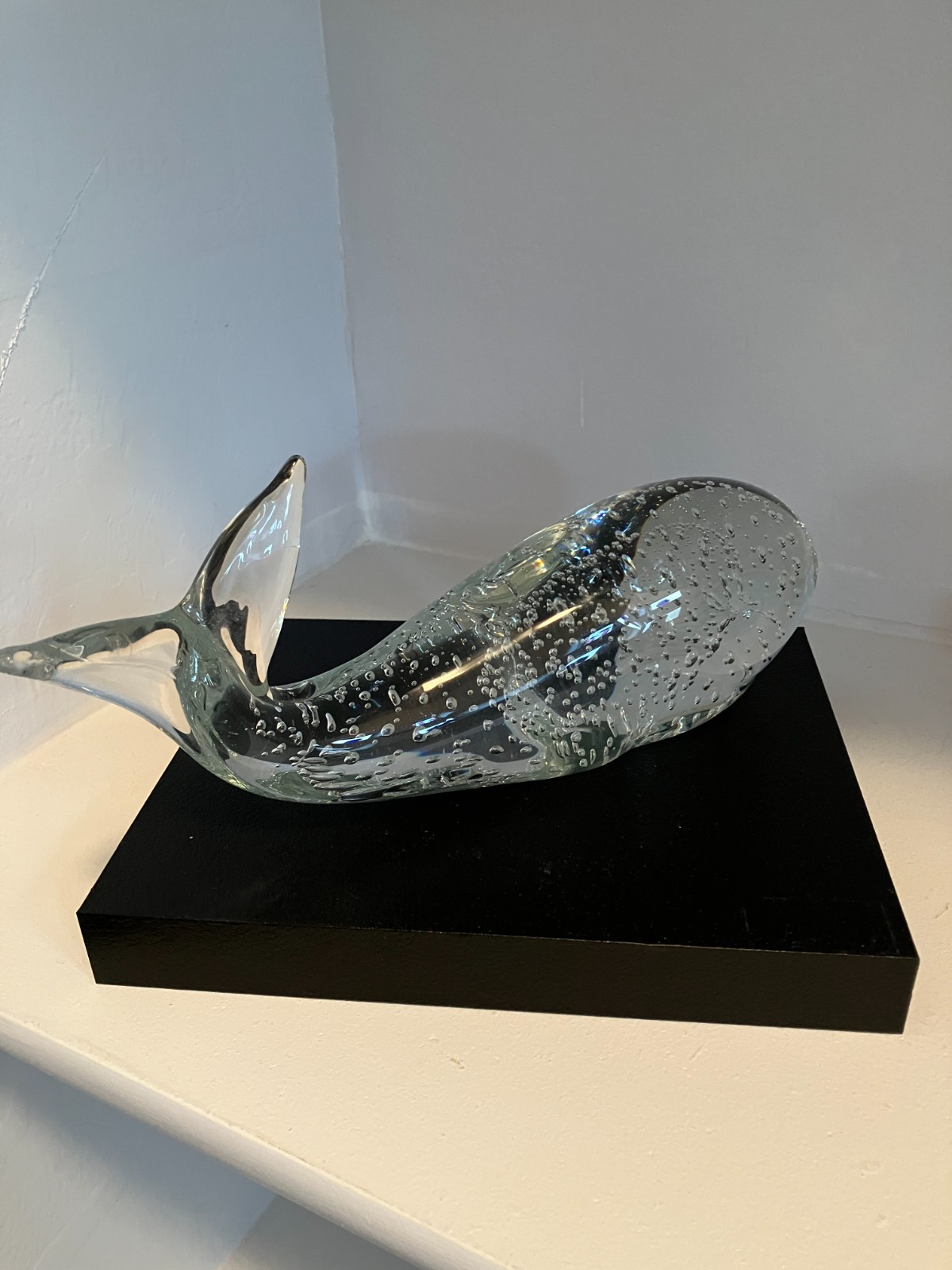 Large Art Glass Whale Controlled Bubbles 11.5″ Ex Cond