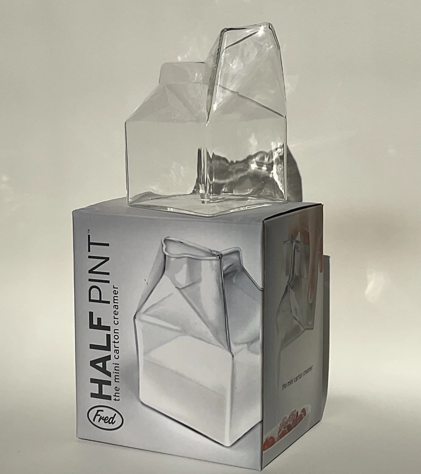 Fred Half Pint Glass Mini Carton Creamer Decorative Vase or pitcher food safe