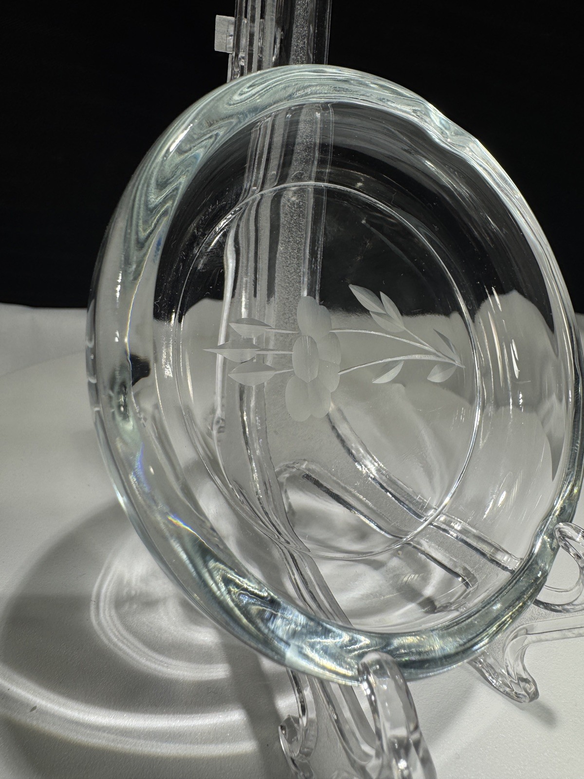 VTG Princess House Crystal Heritage Ashtray Coaster, Handblown Butter Tray