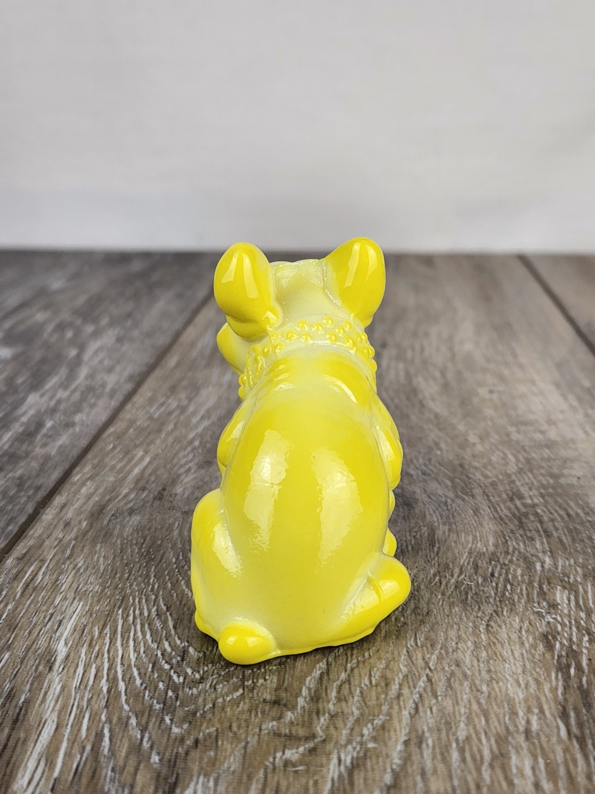 Dandelion Yellow Glass French Bulldog Figurine Paperweight – Glows!