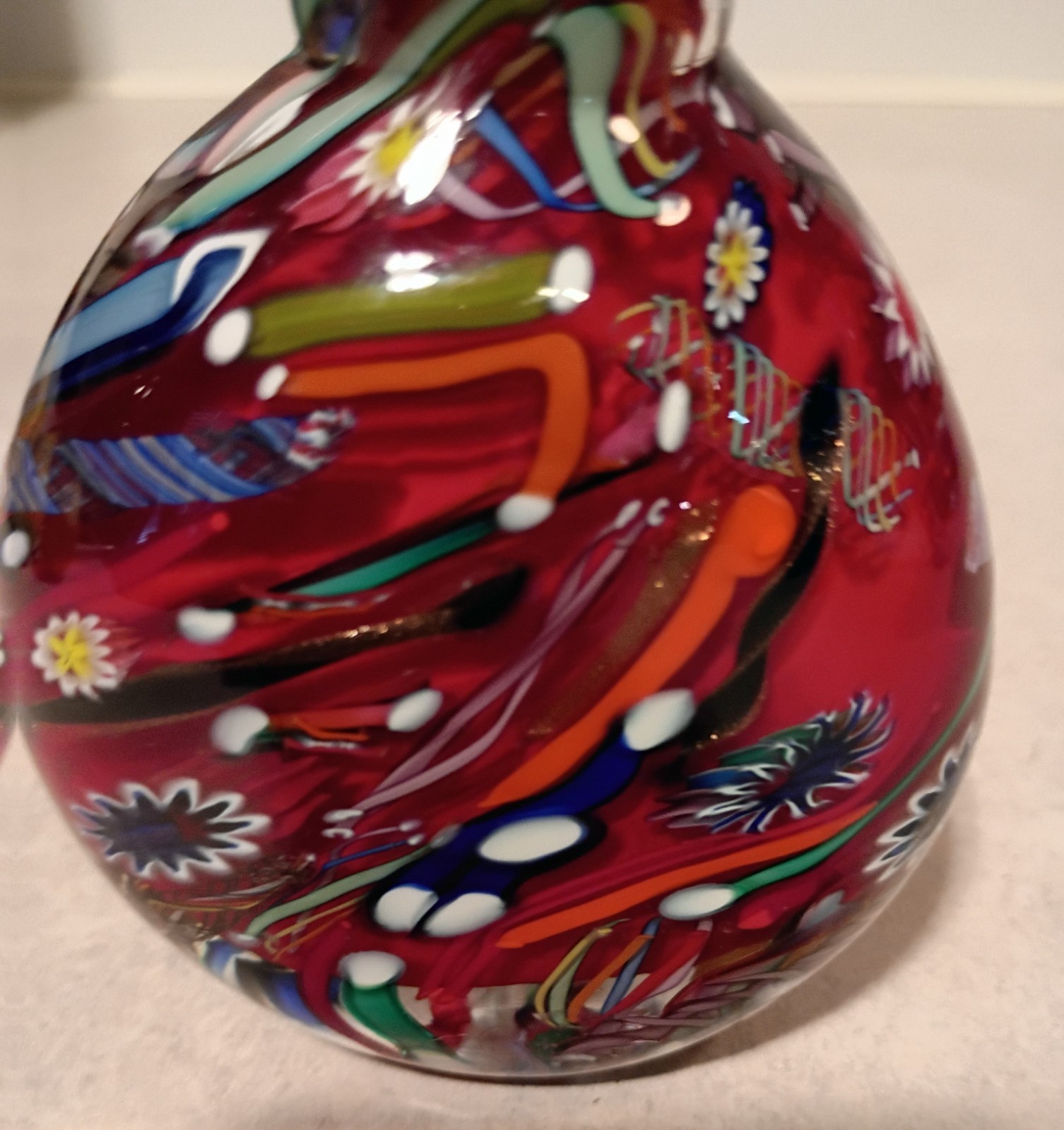 2002 Stunning Signed Bruce Freund Red Art Glass Perfume Bottle
