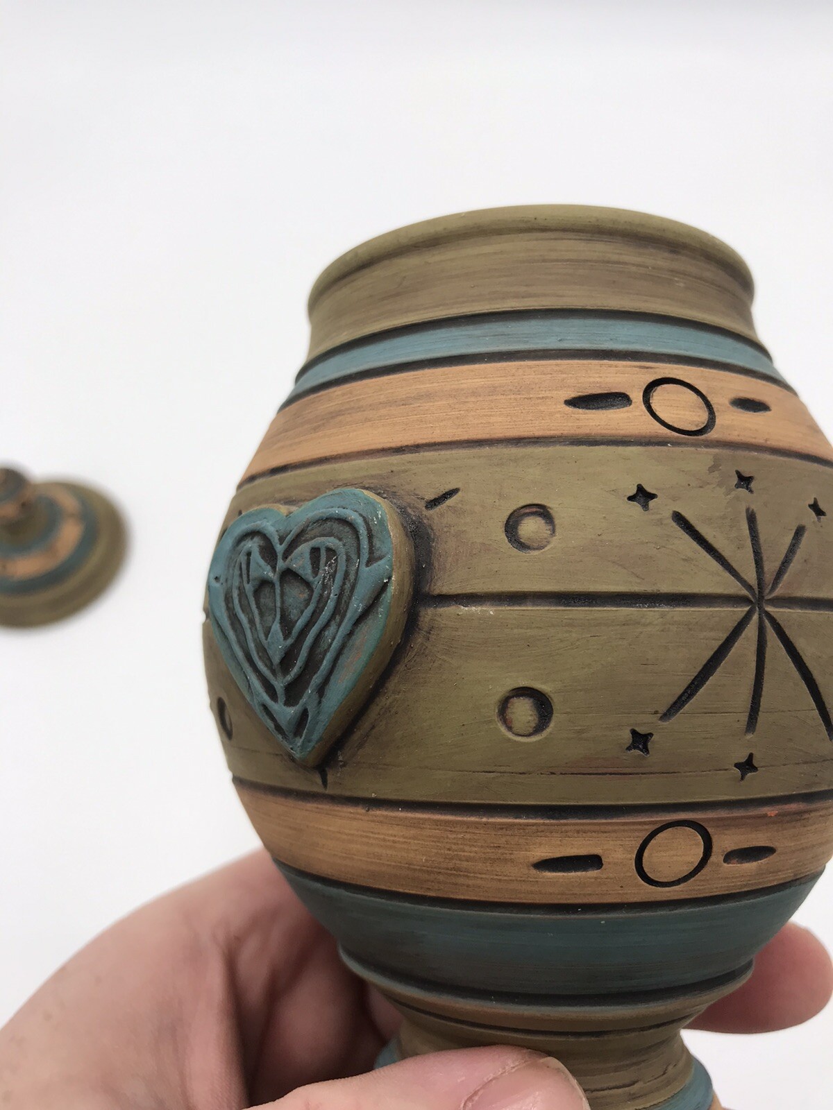 Handmade Clay Pottery Urn Keith Lahti Clay Co. Wv 8 1/4×4 1/4 27 Cubic Inch Pet