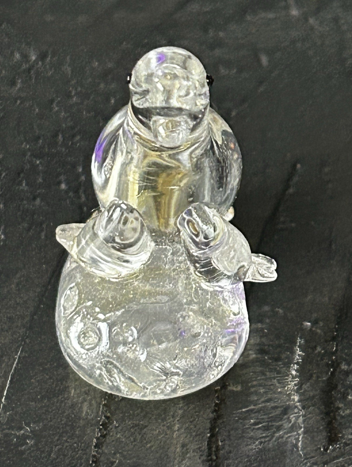 Vinci Seal Figurine Clear Hand Blown Studio Art Glass 1.75 Inch