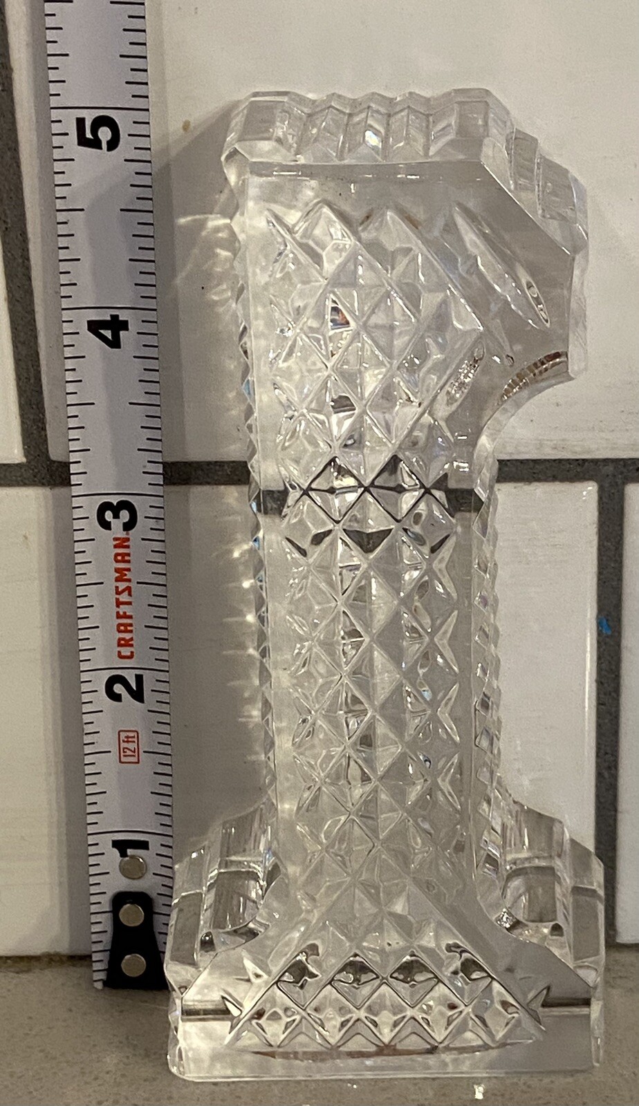 5″+ Waterford #1 Clear Crystal Glass 3D Desk Paperweight Over 1 Pound VINTAGE