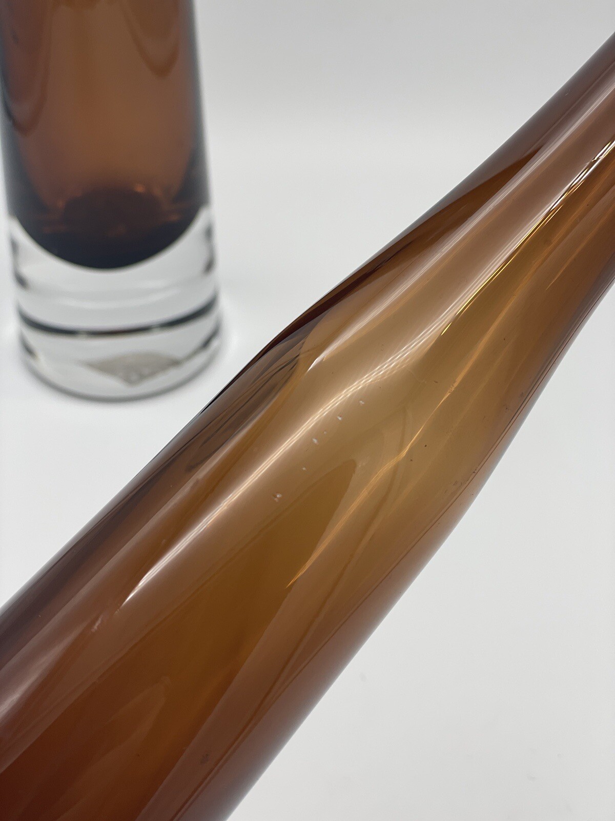 Krosno Poland Art Glass Vases 15.75” & 12” Tall -Amber Brown -Original Sticker
