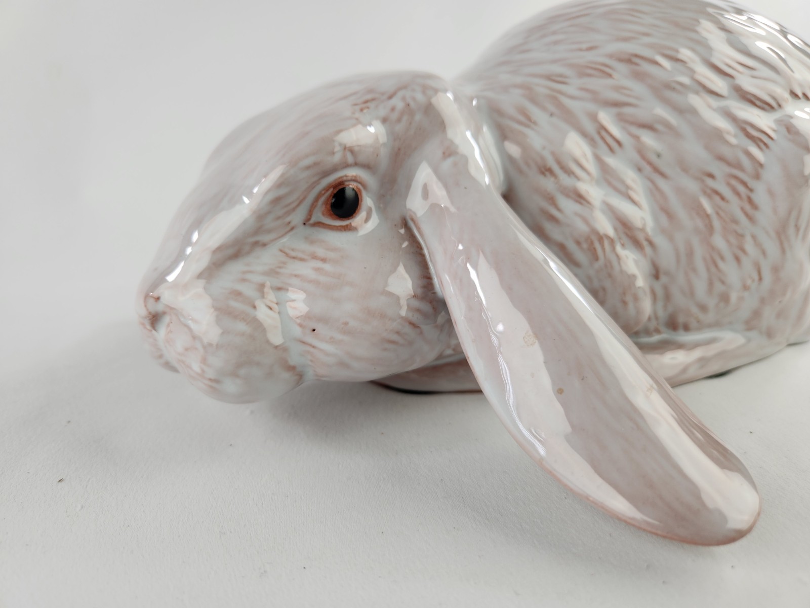 Large Terracotta Glazed Lop-eared Rabbit Figurine Floppy Ears Lop French Bunny