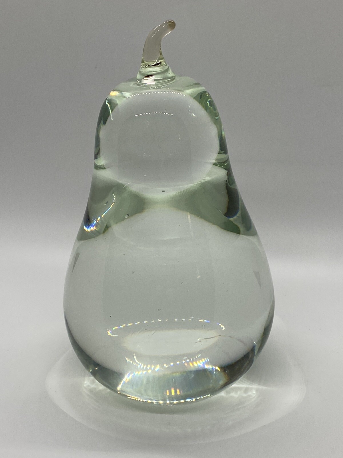 Large Art Glass Crystal Partridge Pear Heavy Paperweight Bookend 6.5” Tall
