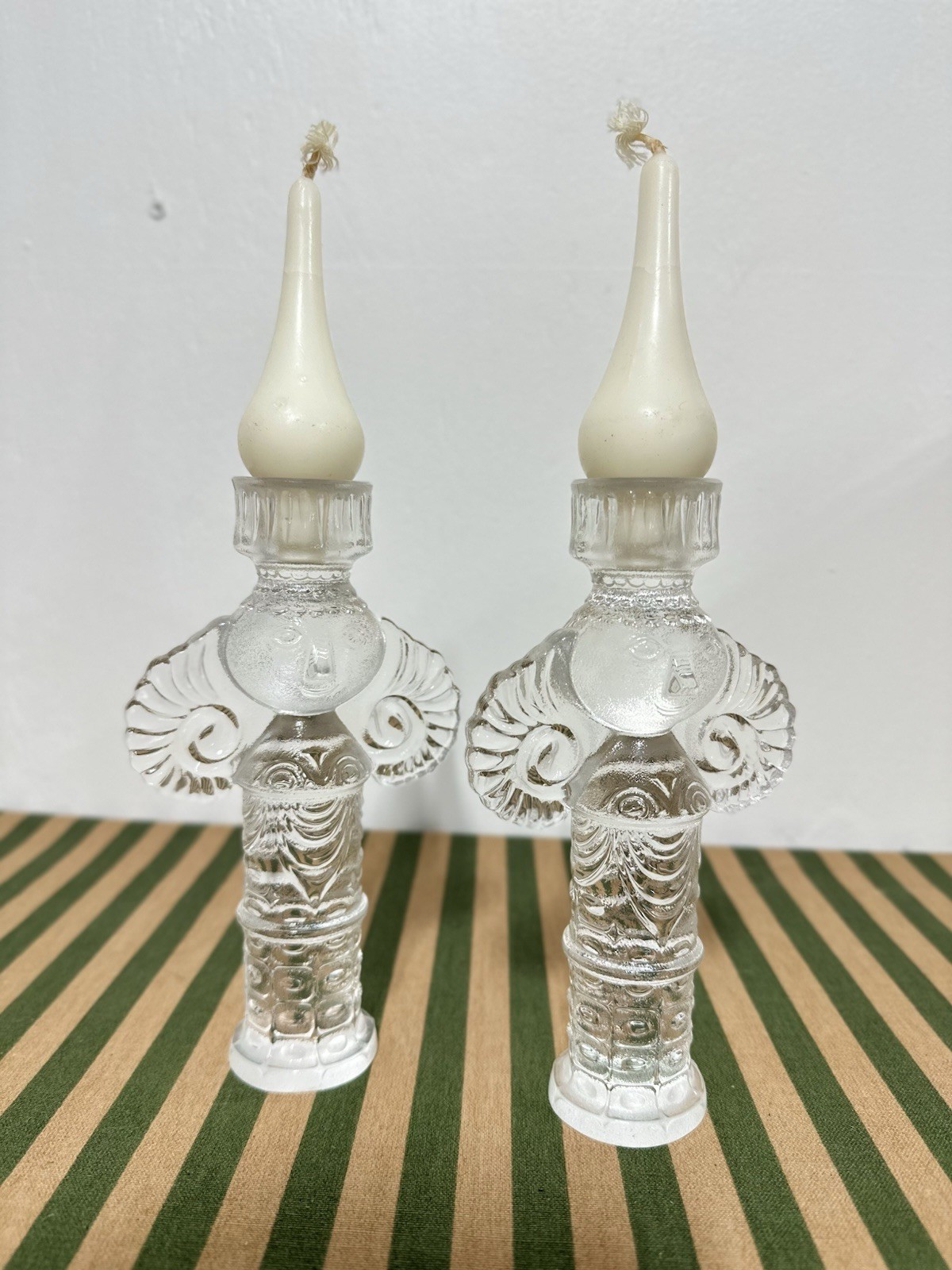 Pair MCM Bjorn Wiinblad Glass Angel Candle Holders Rosenthal Studio Germany