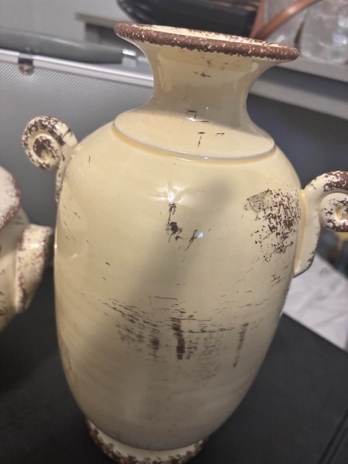 2 Vintage Italian Amphora Jug Vases Handcrafted Pottery In A Rustic Style
