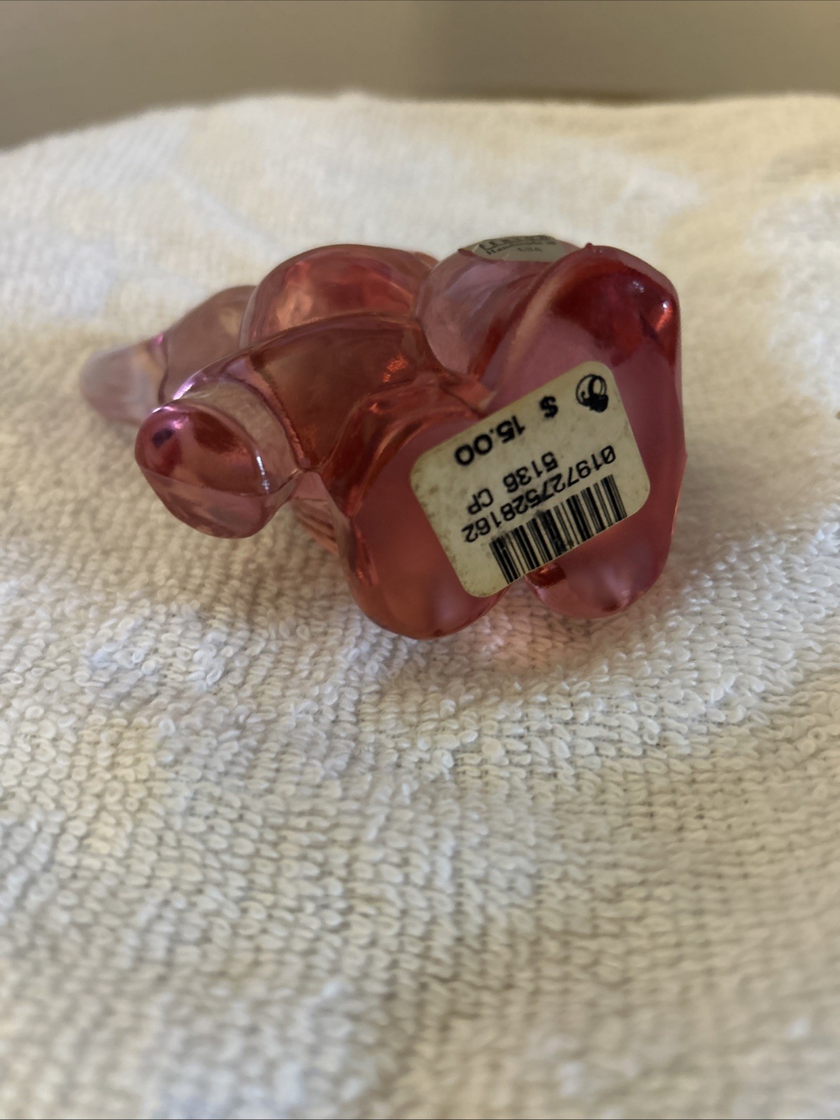 Vintage Fenton Glass Rose Pink/Cherry Elephant Trunk Up Decorative Collectible