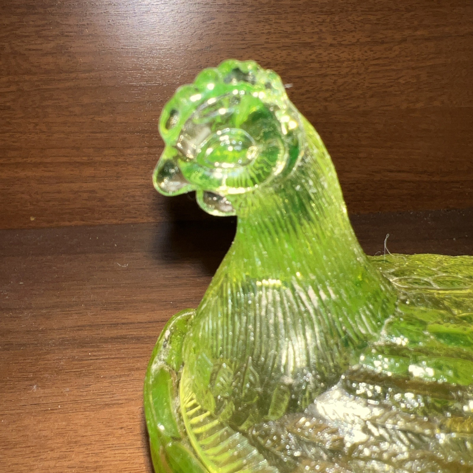Mosser uranium glass hen on a nest