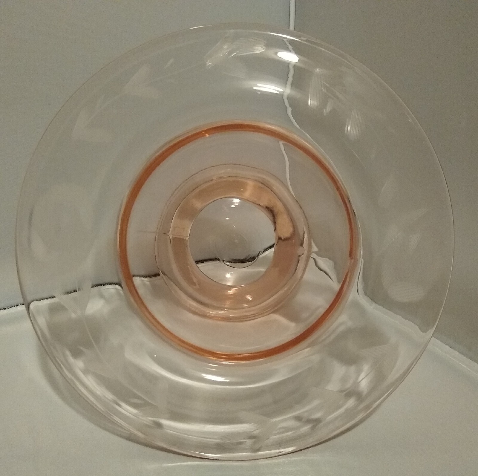 Lancaster Twinkle Pink Vintage Glass Sweet Pea Vase /Underplate Wheel Cut