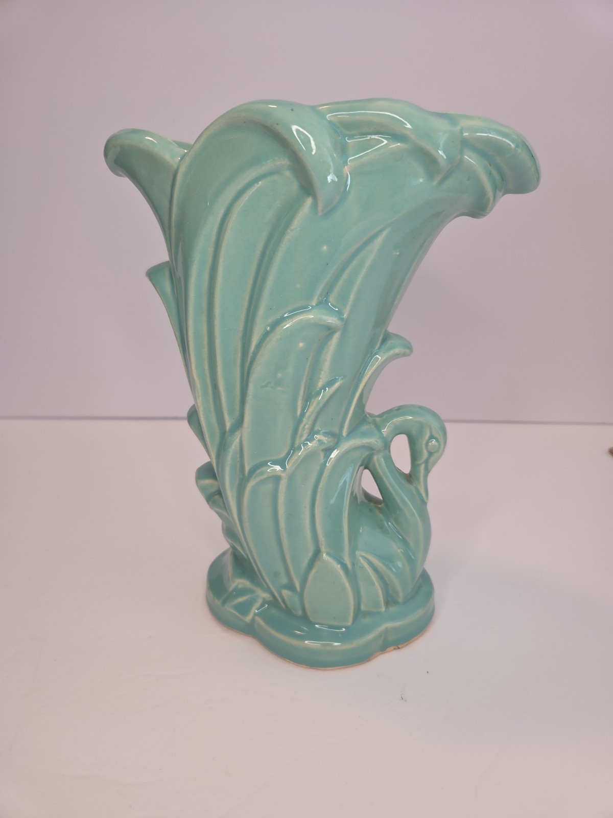 Vintage McCoy USA Aqua Swan – Large Art Deco Ceramic Pottery 1940s Green