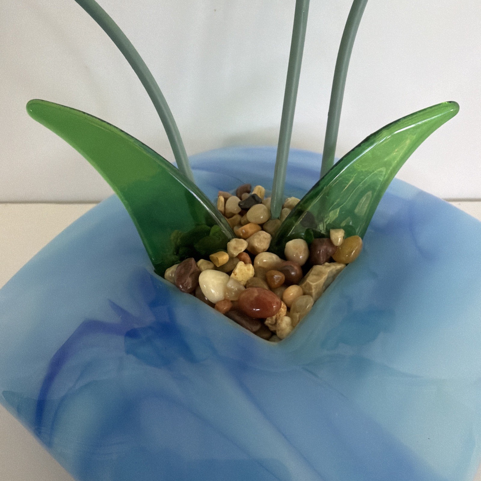 Contemporary Fused Glass Flowers Sculpture w/ Ikebana Style Vase~ Forever Spring
